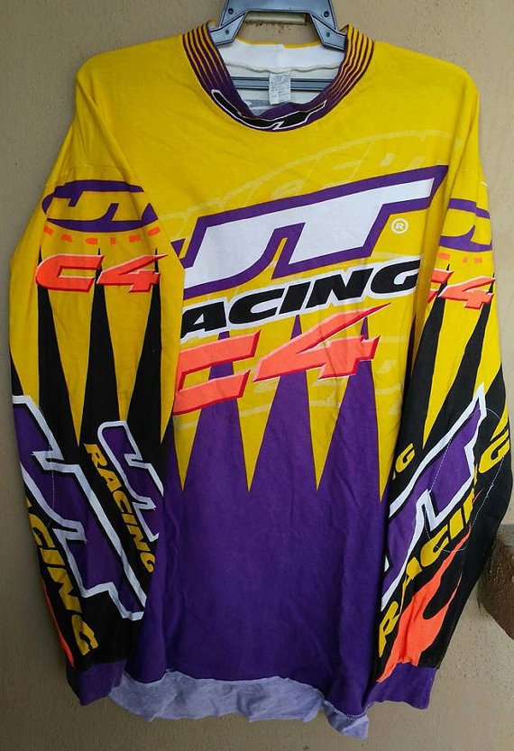 Vtg JT Racing C4 motocross BMX jersey shirt L , 80s Made In USA