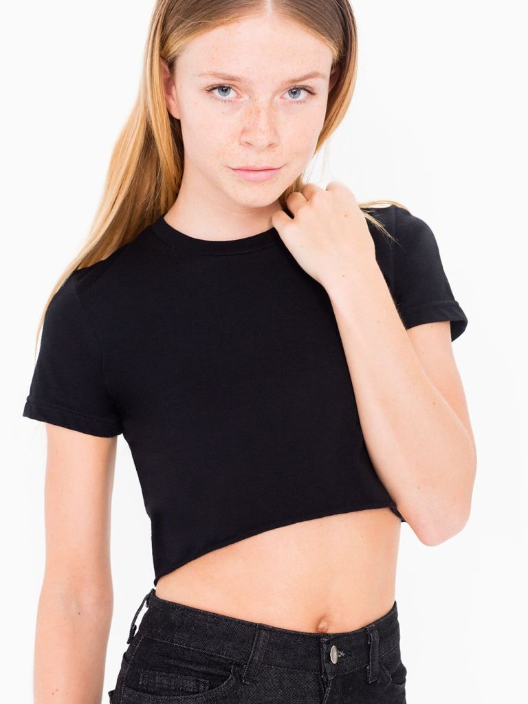 American Apparel Fine Jersey Short Sleeve Cropped T-shirt