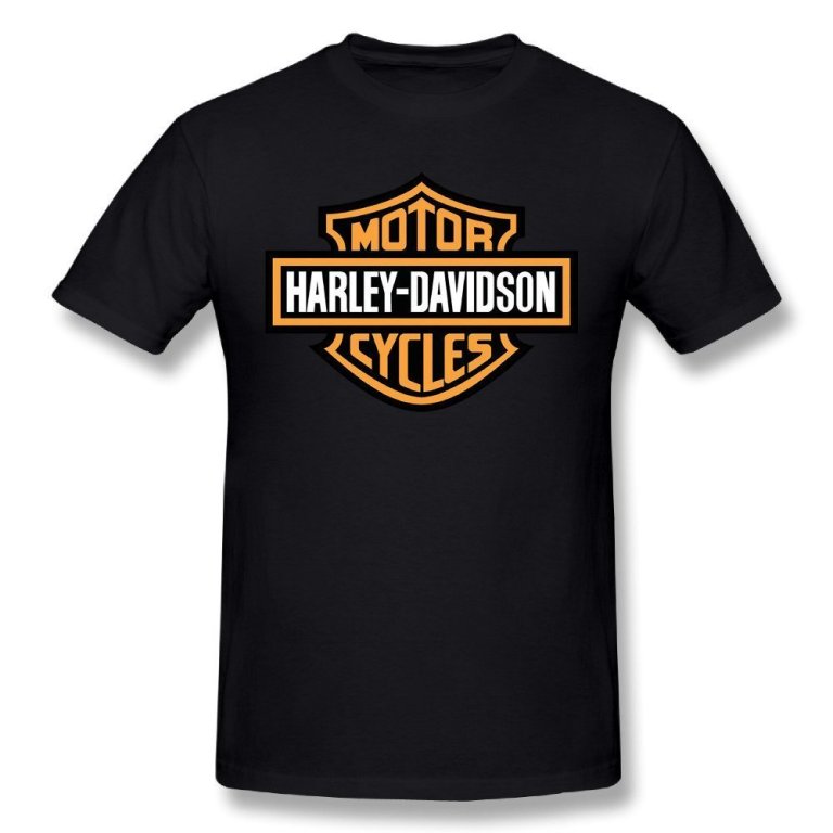 Harley-Davidson Men's Orange Bar &amp; Shield Black T-Shirt