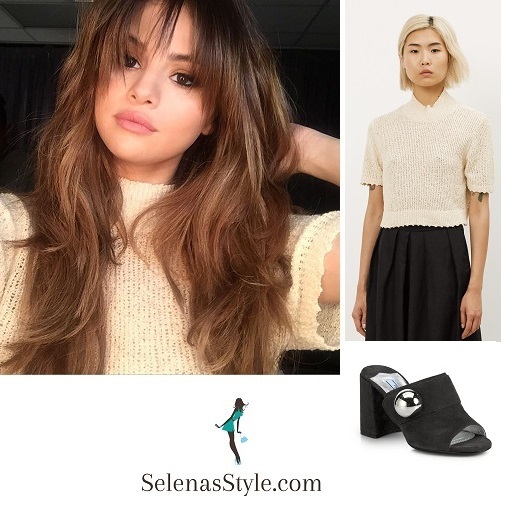 Selena Gomez cream knit top instagram