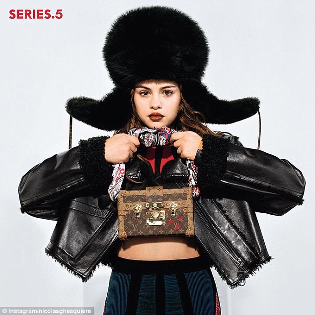 Selena gomez fur hat Louis Vuitton campaign 2016 photo instagram nicolas ghesquiere