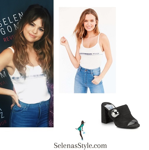 Selena Gomez white bacode tank Chicago Revival Tour instagram