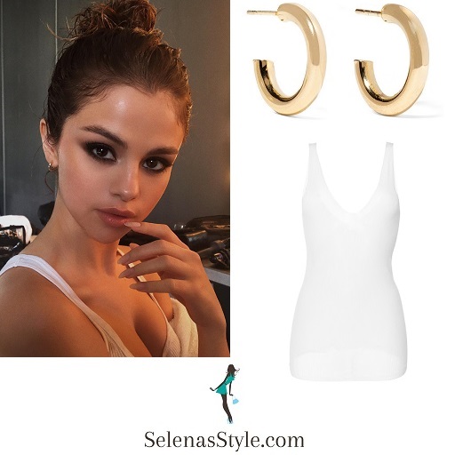 Selena Gomez white tank top instagram
