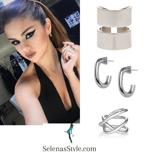 selena-gomez-black-halterneck-silver jewelry instagram