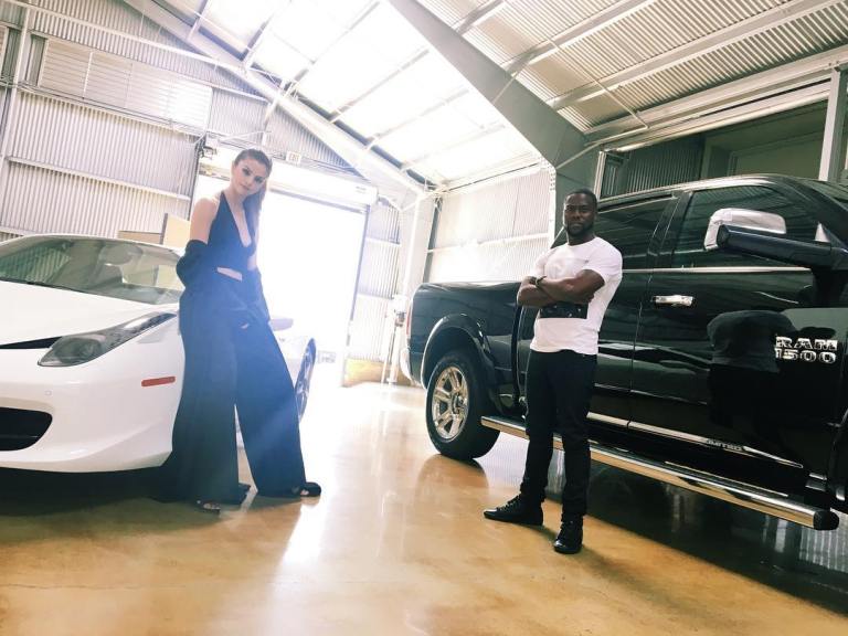 Selena gomez black top black trousers white car photo instagram selena gomez