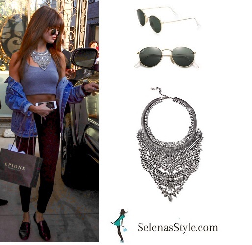 Selena Gomez grey crop top silver necklace 901 July instagram