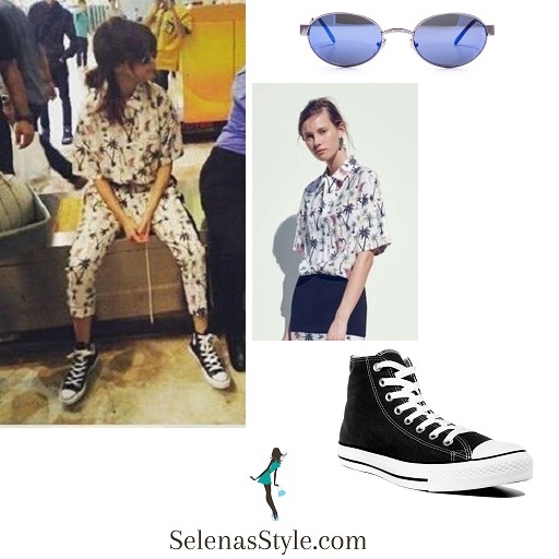 Selena Gomez palm tree outfit Jakarta airport instagram