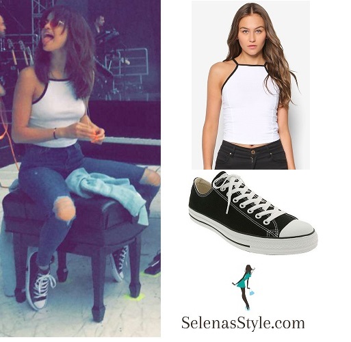 selena-gomez-white-contrast-trim-top-ripped-jeans-converse cropped