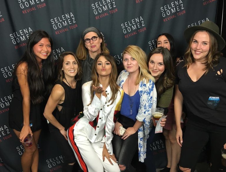 Selena gomez white pants suit LA Revival tour