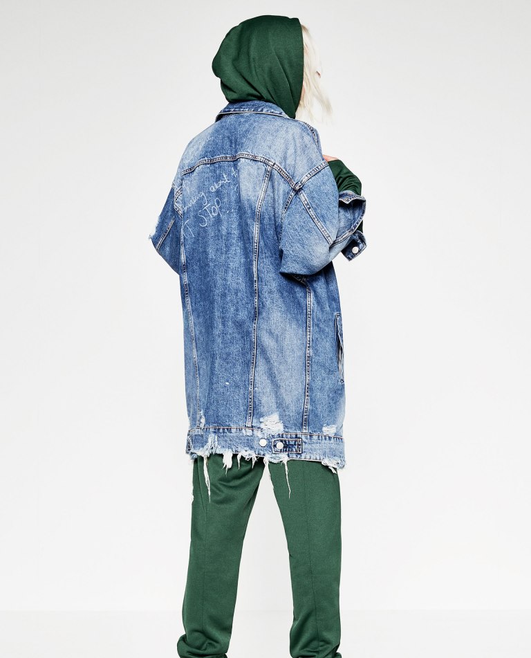 Zara Long Denim Jacket back view