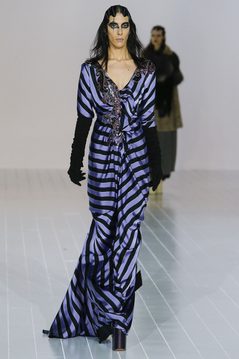 Marc Jacobs Fall 2016 blue and black striped dress