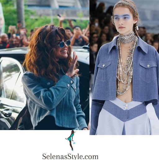 selena-gomez style -blue-cropped-jacket-kuala-lumpur-instagram