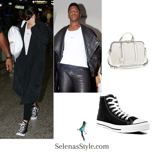 Selena Gomez style white tanl black trainers Melbourne airport Revival Tour August 2016 instagram