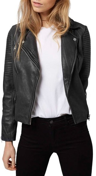 Topshop ‘Orbit’ Leather Moto Jacket