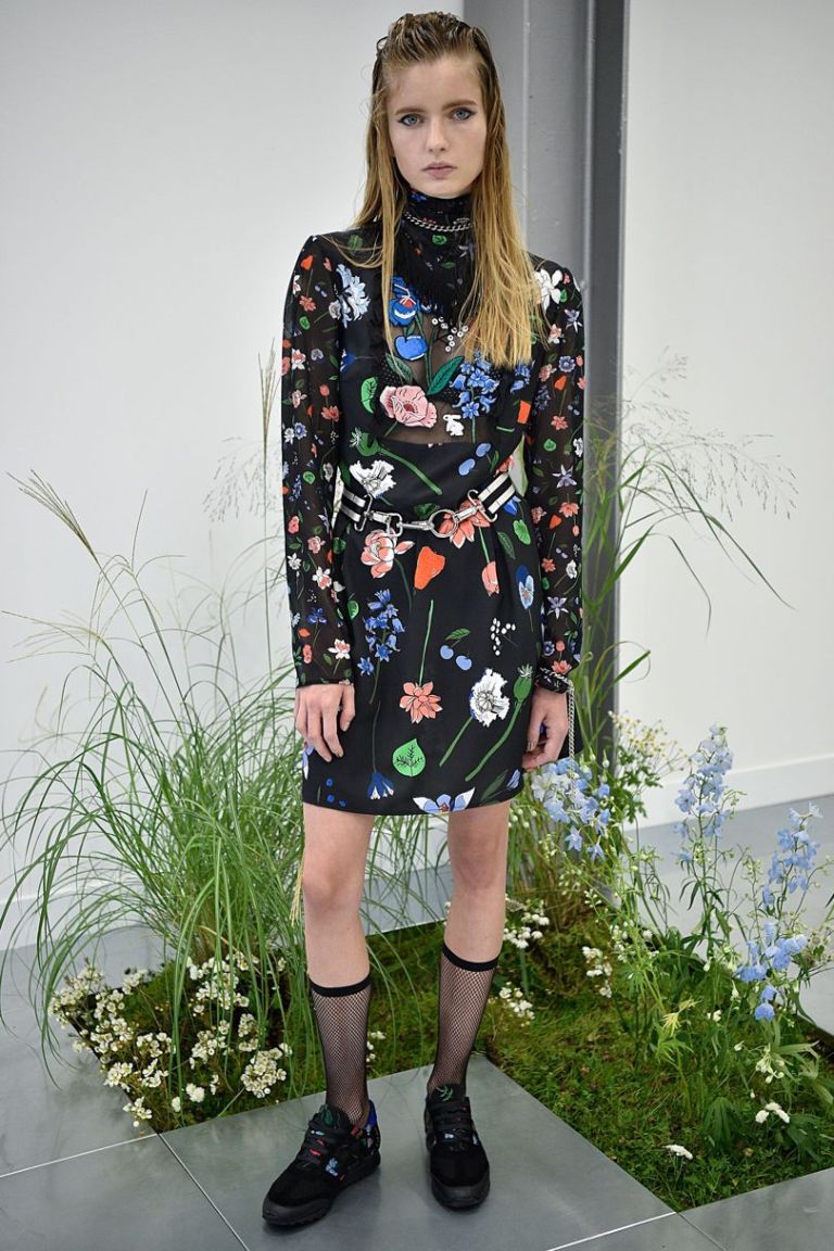 Markus Lupfer SS 17 black floral dress with sheer panel photo firstview.jpg