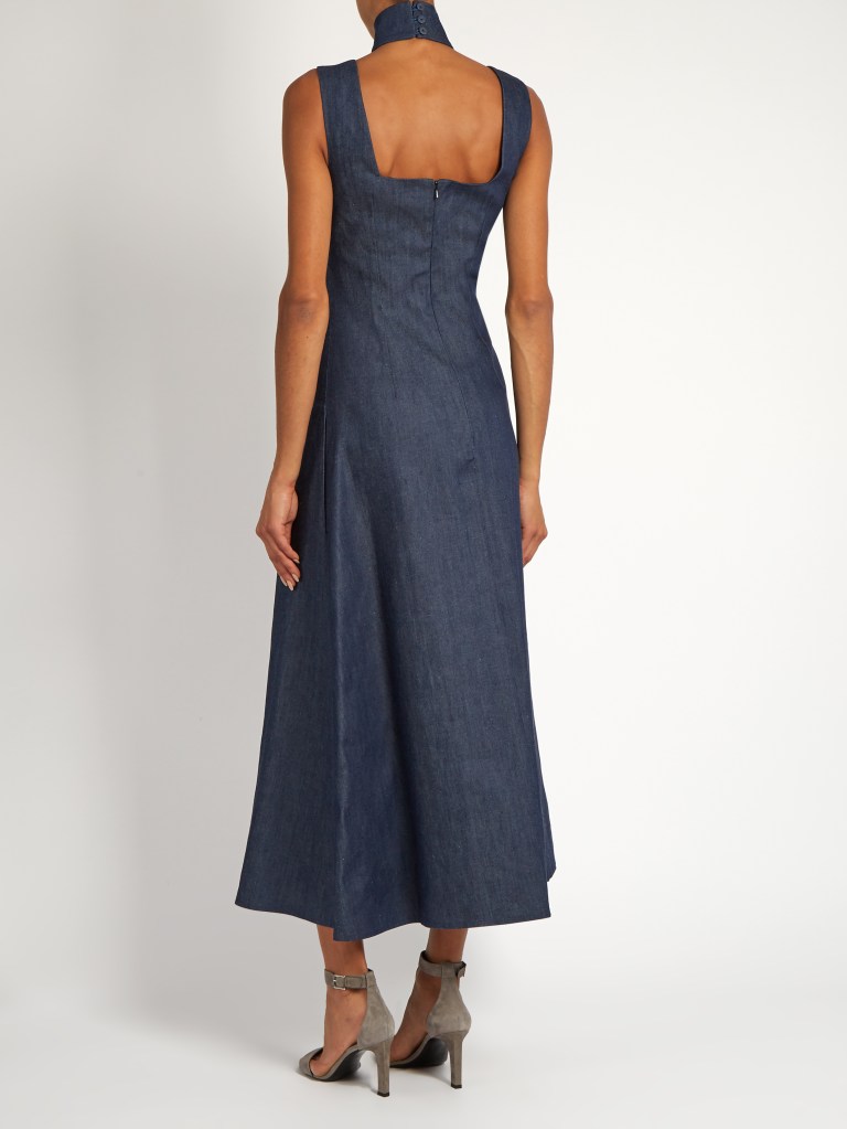 emilia-wickstead-mary-high-neck-denim-dress-back-view
