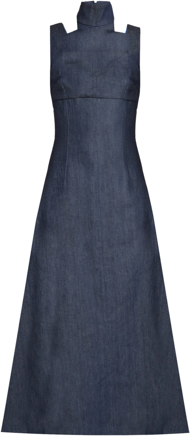 emilia-wickstead-mary-high-neck-denim-dress