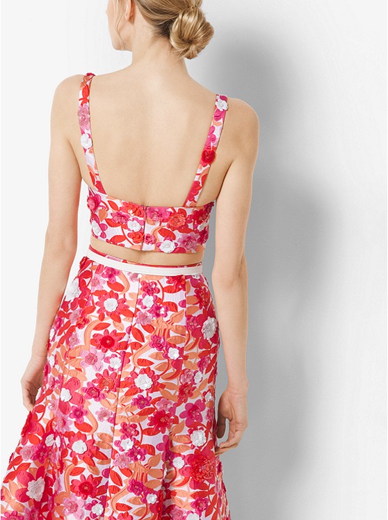 Michael Kors Sequinned Floral Jacquard Bralette back view