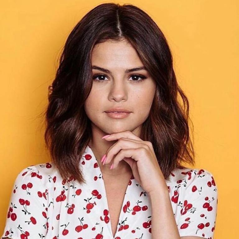 Selena Gomez Cherry print dress photo Tom bachik