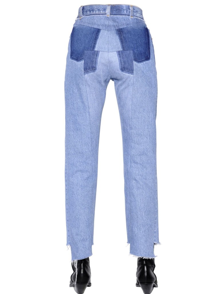 Vetements Cropped Washed Cotton Denim Jeans back view
