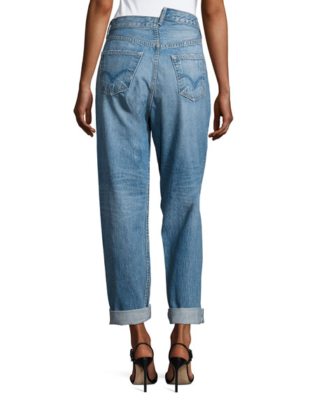 Monse High Waisted Deconstructed Boyfriend Jeans back view