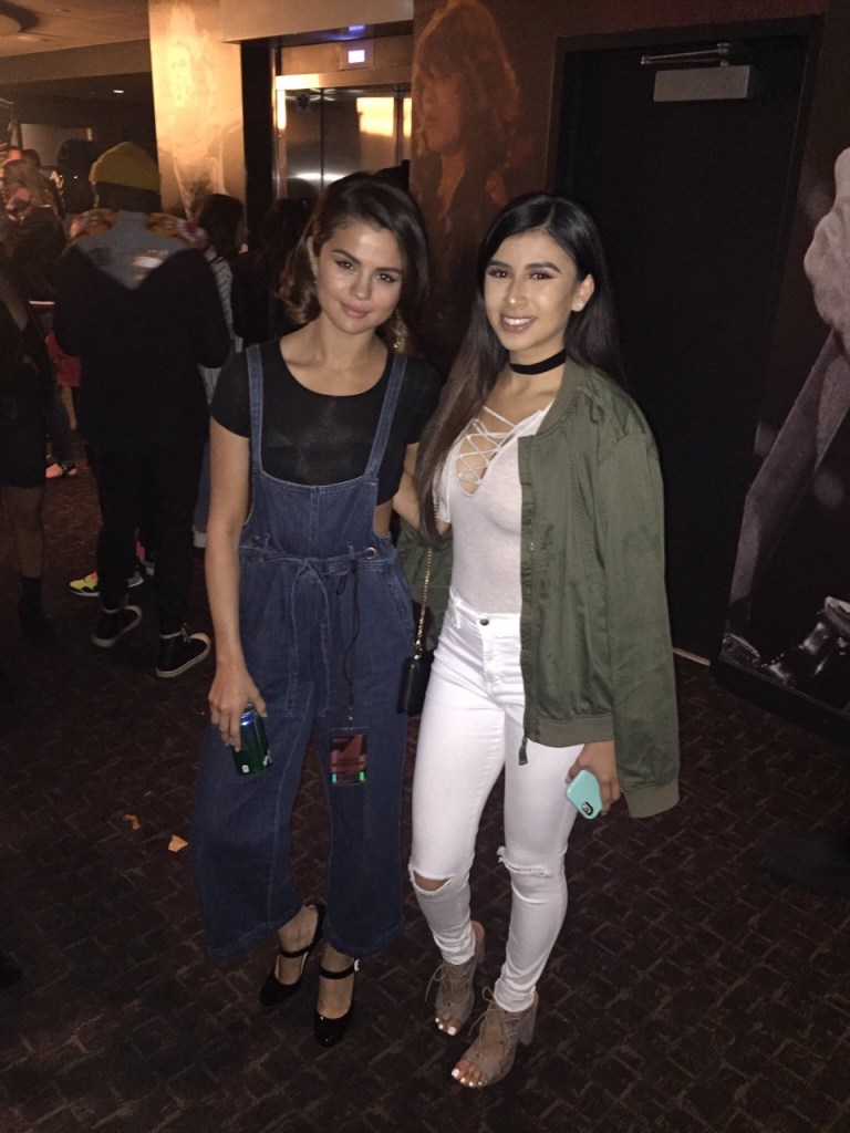 Selena Gomez denim overalls dungarees black crop top photo thatgirlJayZ