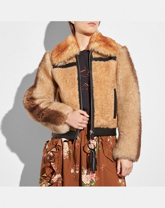 Coach Pieced Shearling Bomber