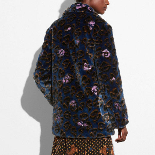 Coach Wild Beast Faux Fur Coat back view