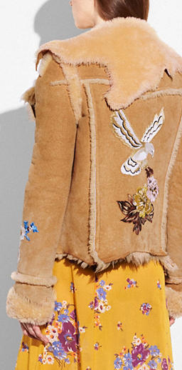 Coach Eagle Raggedy Shearling Jacket back view
