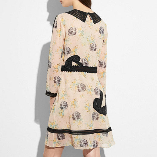Coach Embroidered Prairie Dog Rose Dress back view