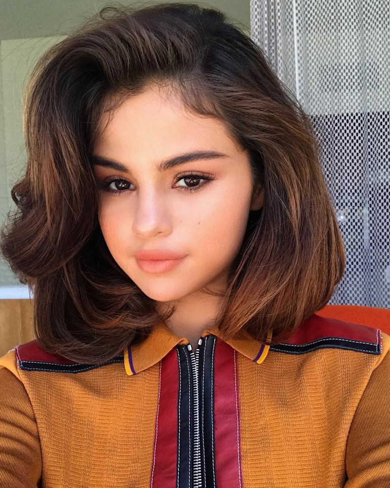 Selena Gomez brown red and black top 15 June 2017