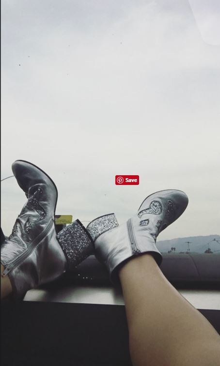 Selena Gomez silver boots April 11 2017 photo Therese Marie