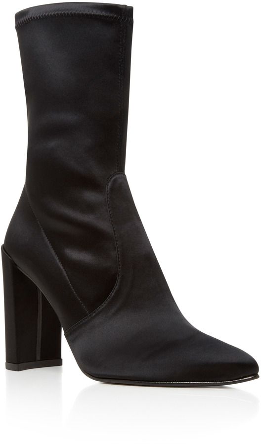 Stuart Weitzman Clinger Stretch Satin Ankle Boots
