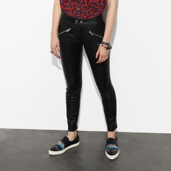 Coach Zip Pocket Leather Pants