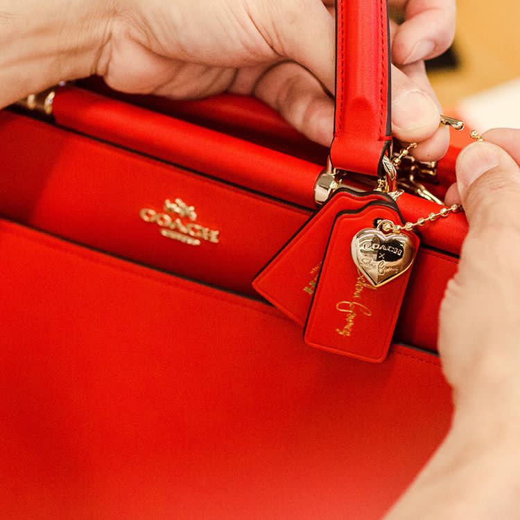 Selena Gomez style 2017 close up Selena Grace bag in Selena Red photo Coach