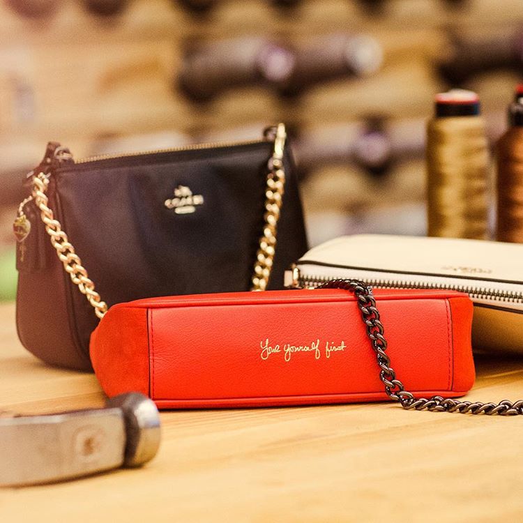 Selena Gomez style 2017 Selena Wristlet in Selena Black Cherry Selena Red Selena White photo Coach