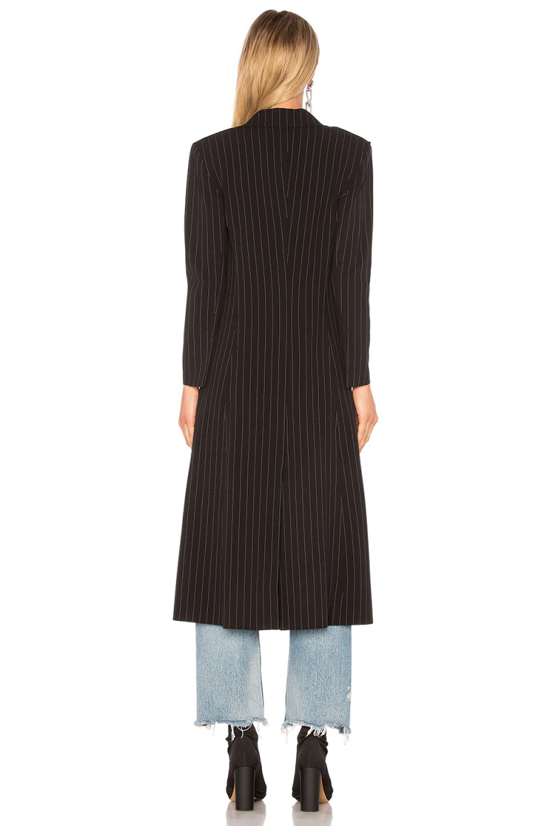Norma Kamali Double Breasted Pinstripe coat back view