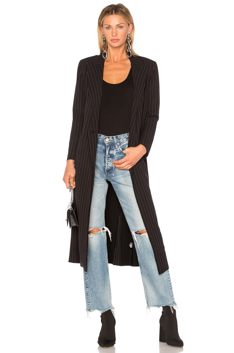 Norma Kamali Double Breasted Pinstripe coat