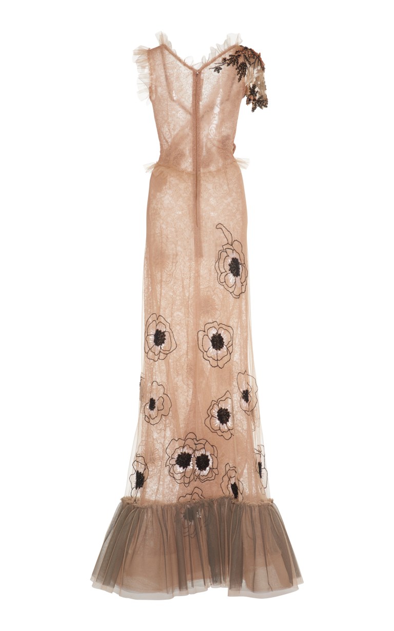Rodarte Tulle Lace Floral Gown back view