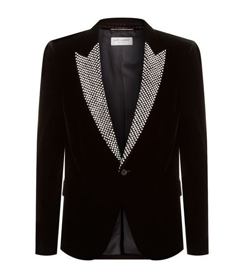 Saint Laurent Embellished Velvet Tuxedo Jacket
