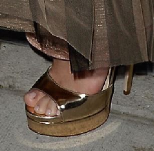 Selena Gomez gold sandals