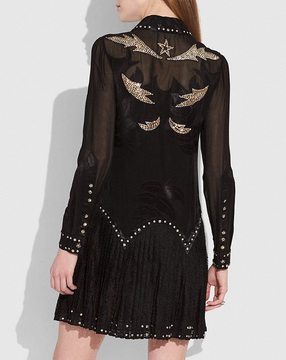 Coach Crystal Embellished Western Dress back view