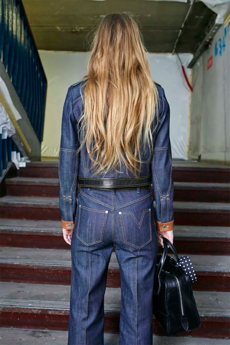 Louis Vuitton overstitched denim pants back view