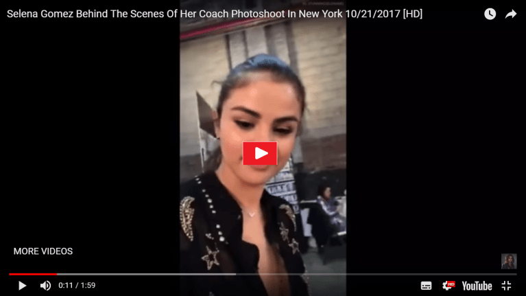 Selena Gomez black dress with silver stars October 2017