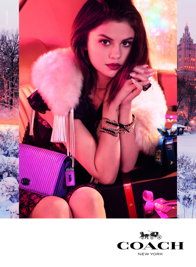 The Coach Holiday campaign featuring Selena Gomez.