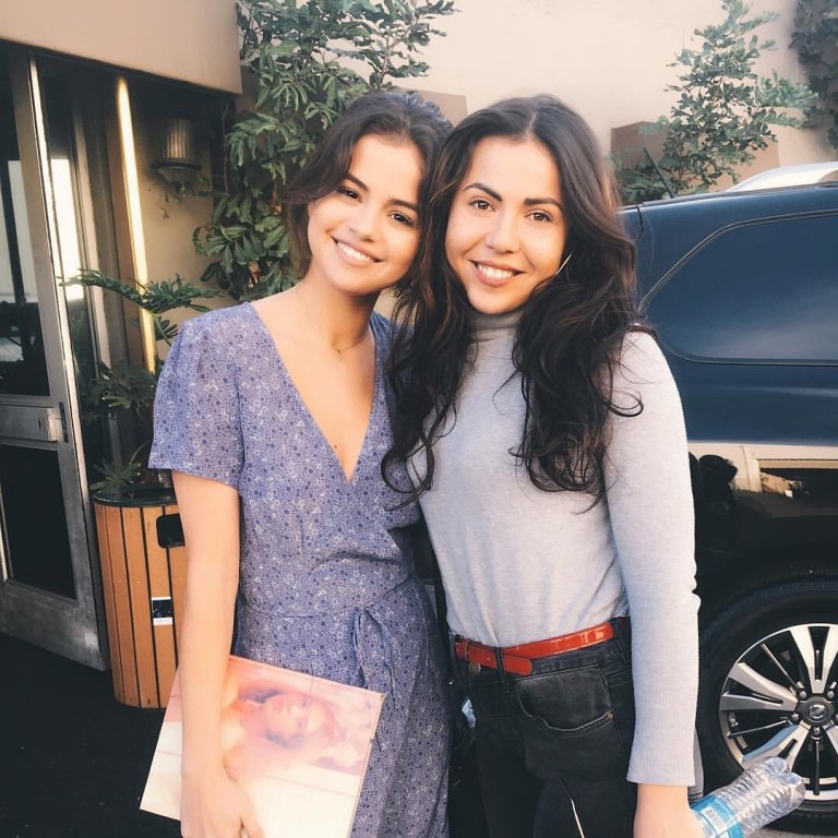 Selena Gomez style purple wrap dress November 6 2017 photo cristinalizzul