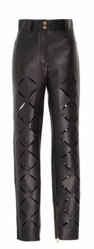 Versace Slashed Cutout Leather Pants