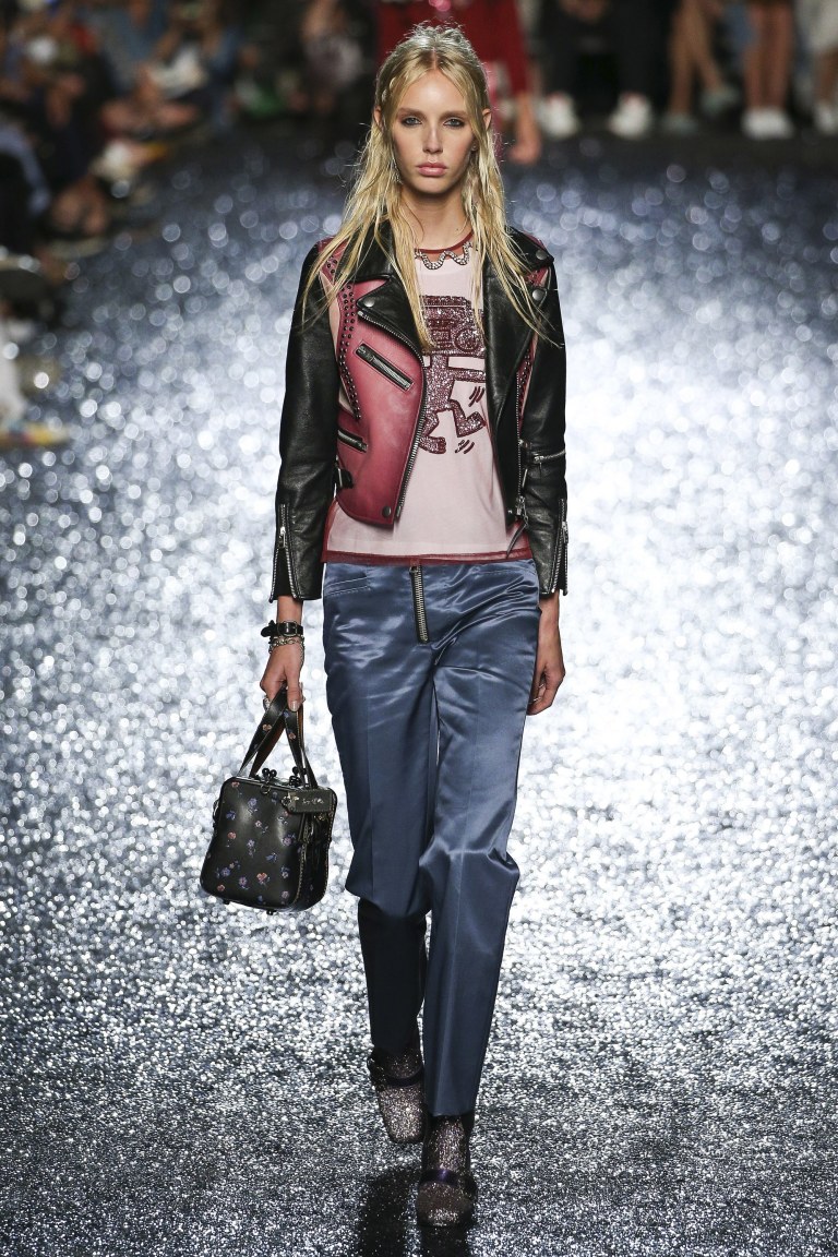 Coach pink and black biker jacket SS 18