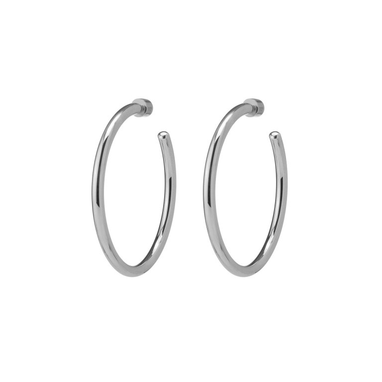 Jennifer Fisher Jewelry Baby Classic Hoops in Plated Silver Rhodium