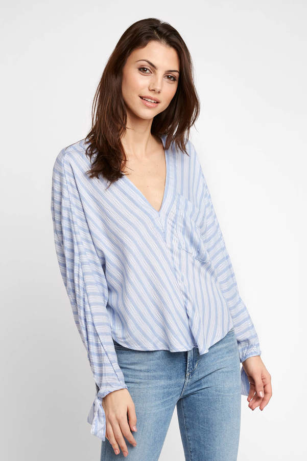 Free People Stripe Morning Dolman Gauze V Neck Blouse